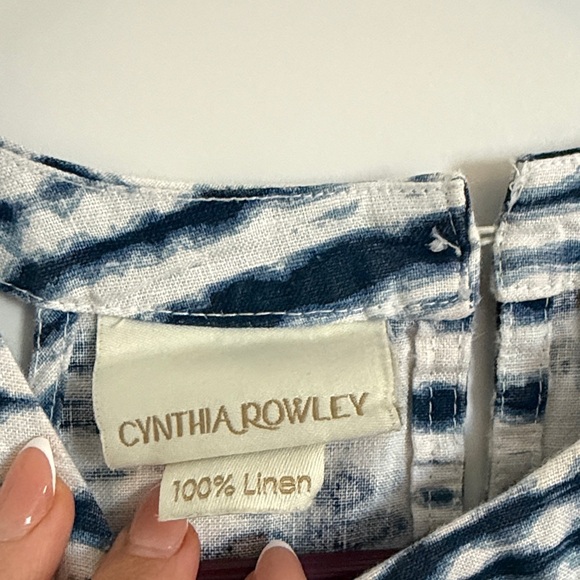 Cynthia Rowley 100% Linen Blue Tie Dye Halter Dress Size S - Picture 2 of 9